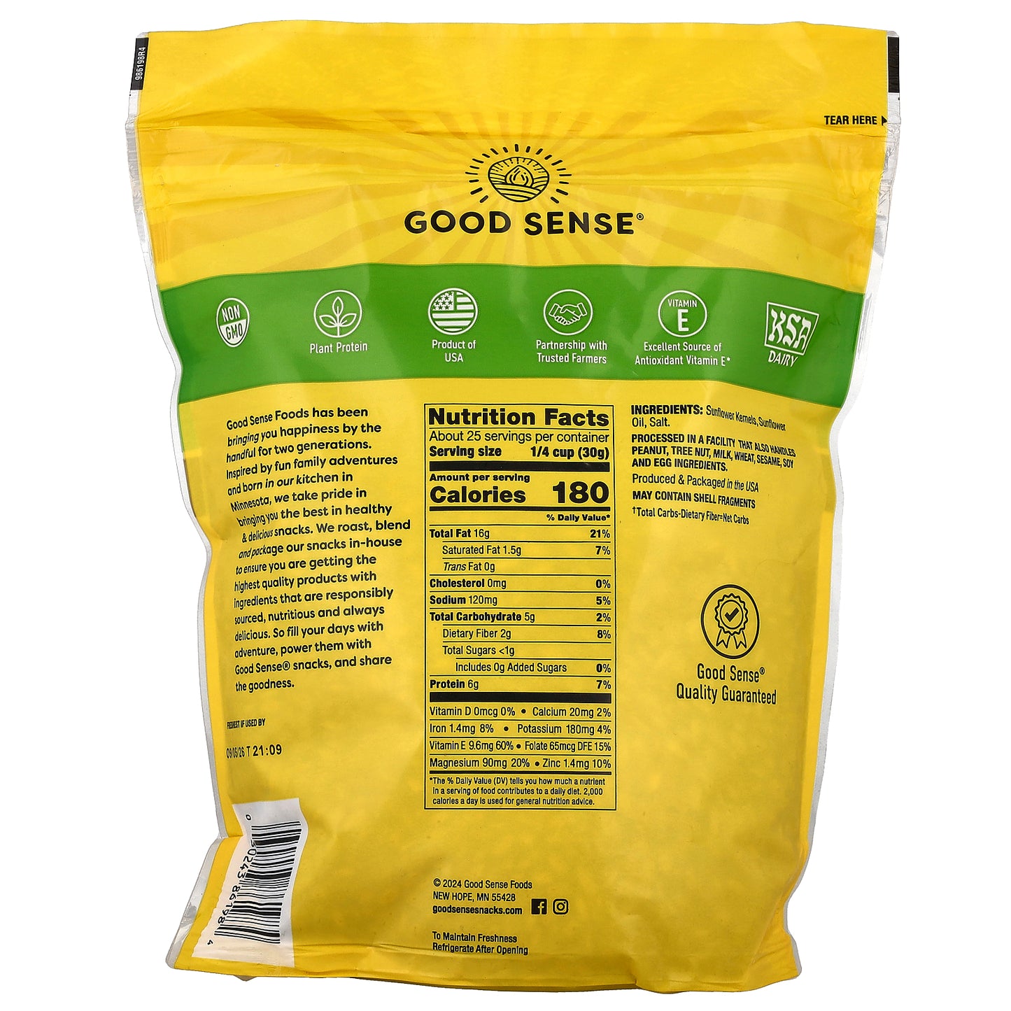 Good Sense, Sunflower Kernels, Salted, Roasted, 26 oz (737 g)