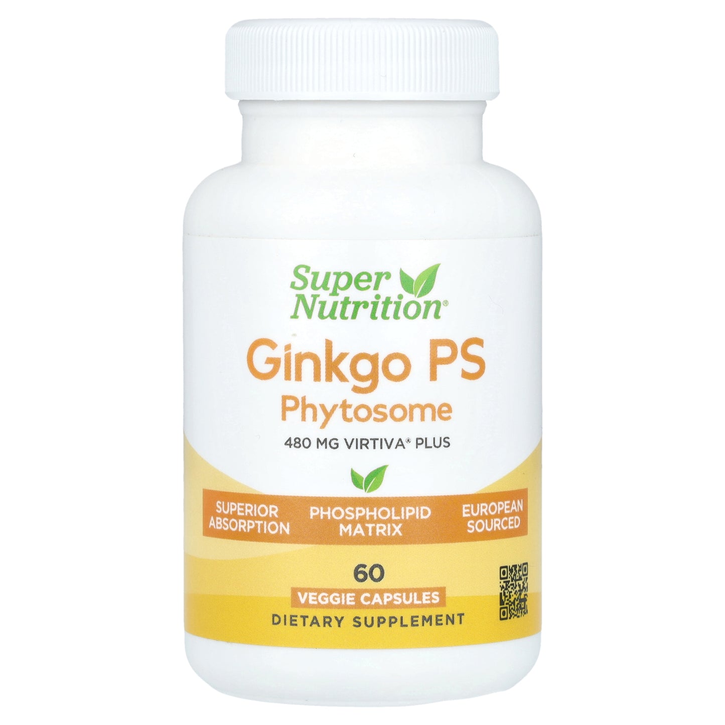 Super Nutrition, Ginkgo PS Phytosome, 480 mg, 60 Veggie Capsules