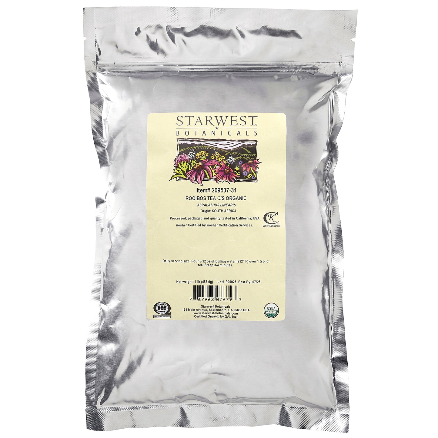 Starwest Botanicals, Organic Rooibos Tea C/S, 1 lb (453.6 g)