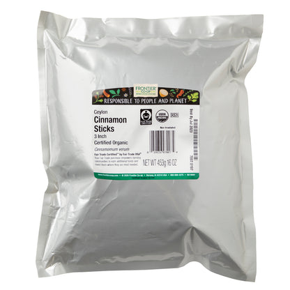 Frontier Co-op, Organic Fair Trade 3" Ceylon Cinnamon Sticks, 16 oz (453 g)