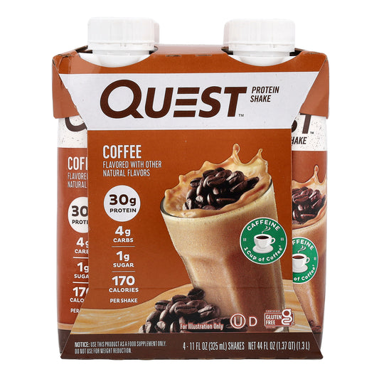 Quest Nutrition, Protein Shake, Coffee, 4 Shakes, 11 fl oz (325 ml) Each