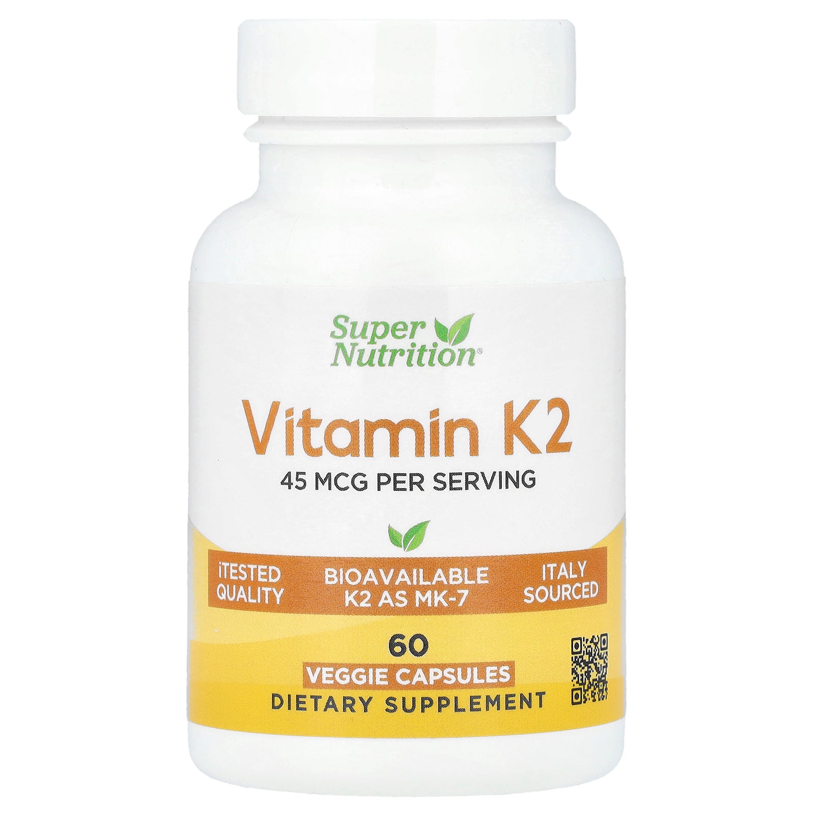 Super Nutrition, Vitamin K2, 60 Veggie Capsules