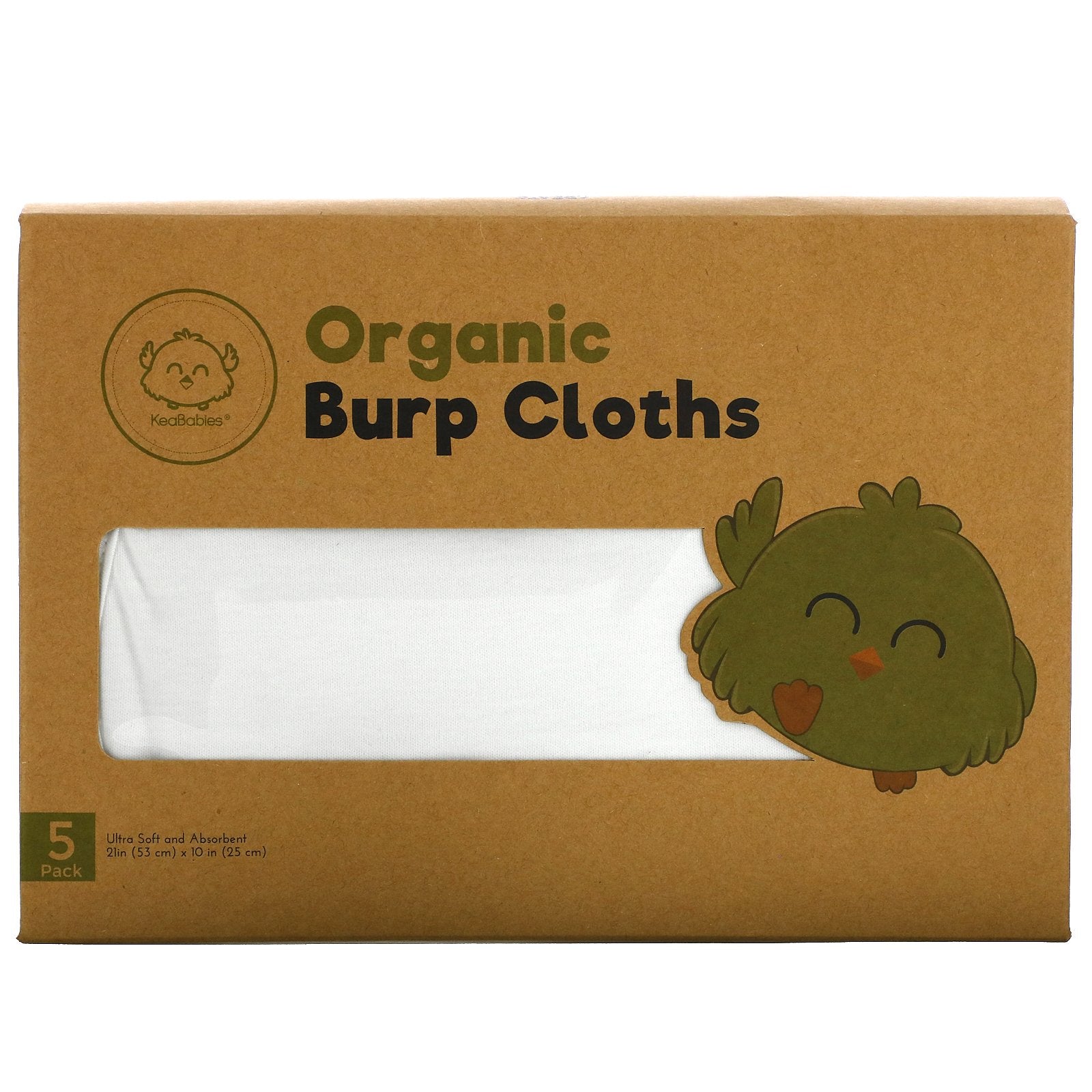 KeaBabies, Organic Burp Cloths, Soft White, 5 Pack