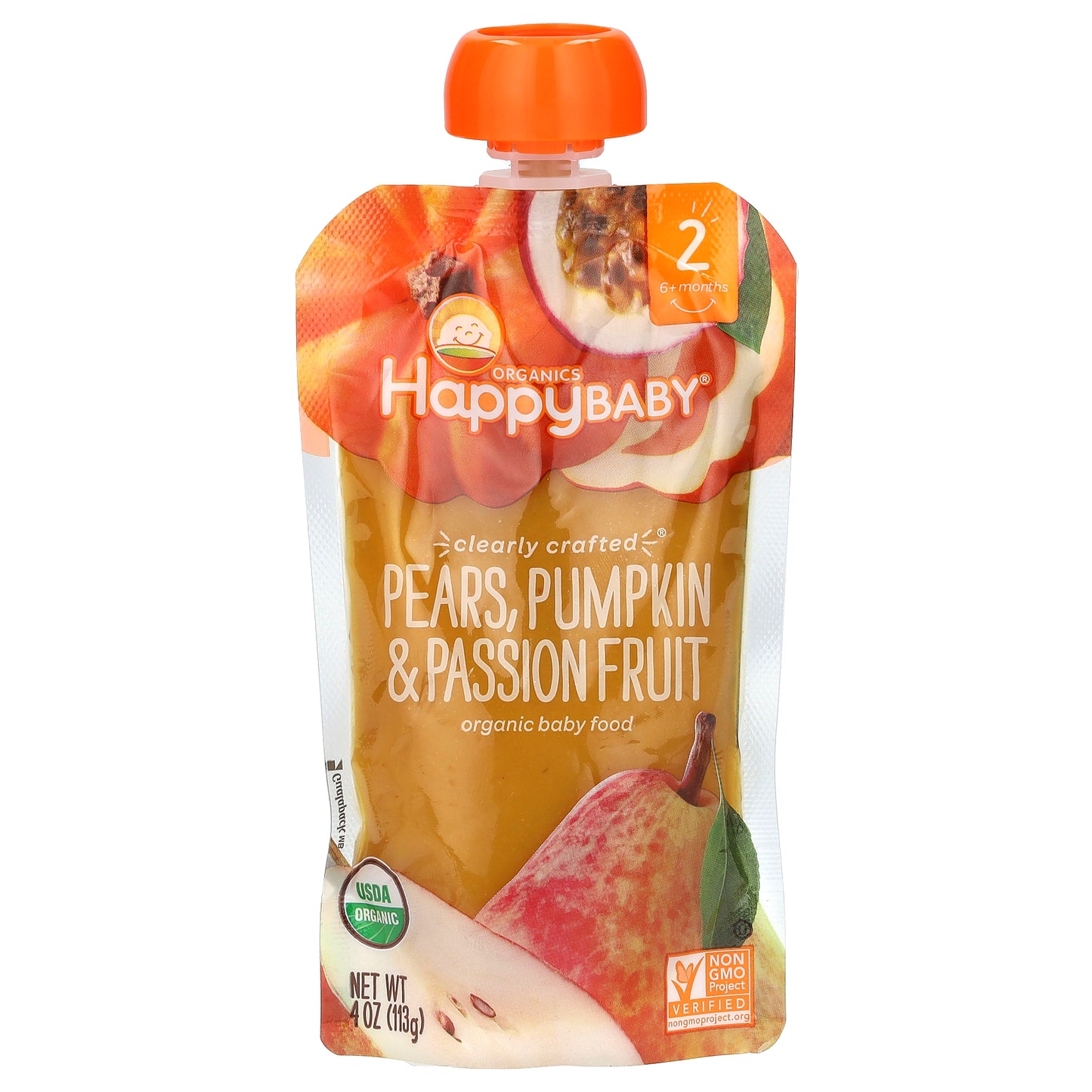 Happy Family Organics, Happy Baby, Organic Baby Food, 6+ Months, Pears, Pumpkin, & Passion Fruit, 4 oz (113 g)