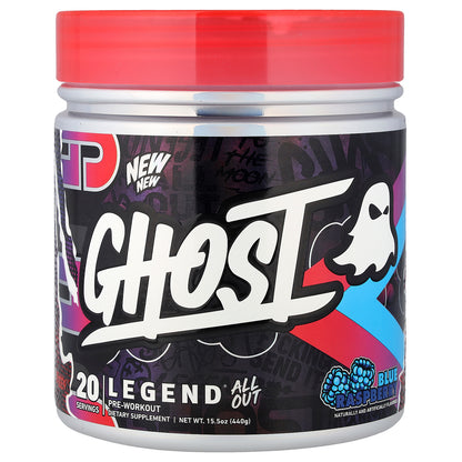 Ghost, Legend® All Out Pre-Workout, Blue Raspberry, 15.5 oz (440 g)