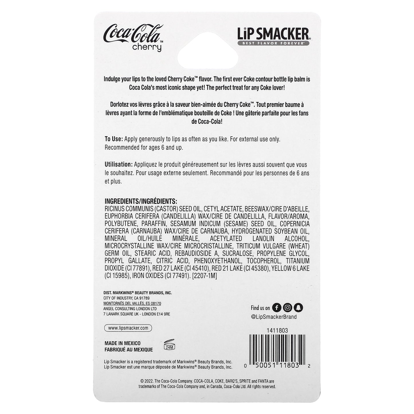 Lip Smacker, Coca-Cola, Lip Balm, Cherry Coke Bottle, 0.14 oz (4 g)