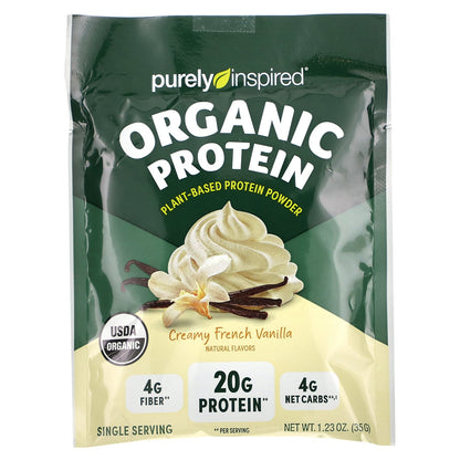 Purely Inspired, Organic Plant-Based Protein Powder, Creamy French Vanilla, 14 Single Serve Packets, 1.23 oz (35 g) Each