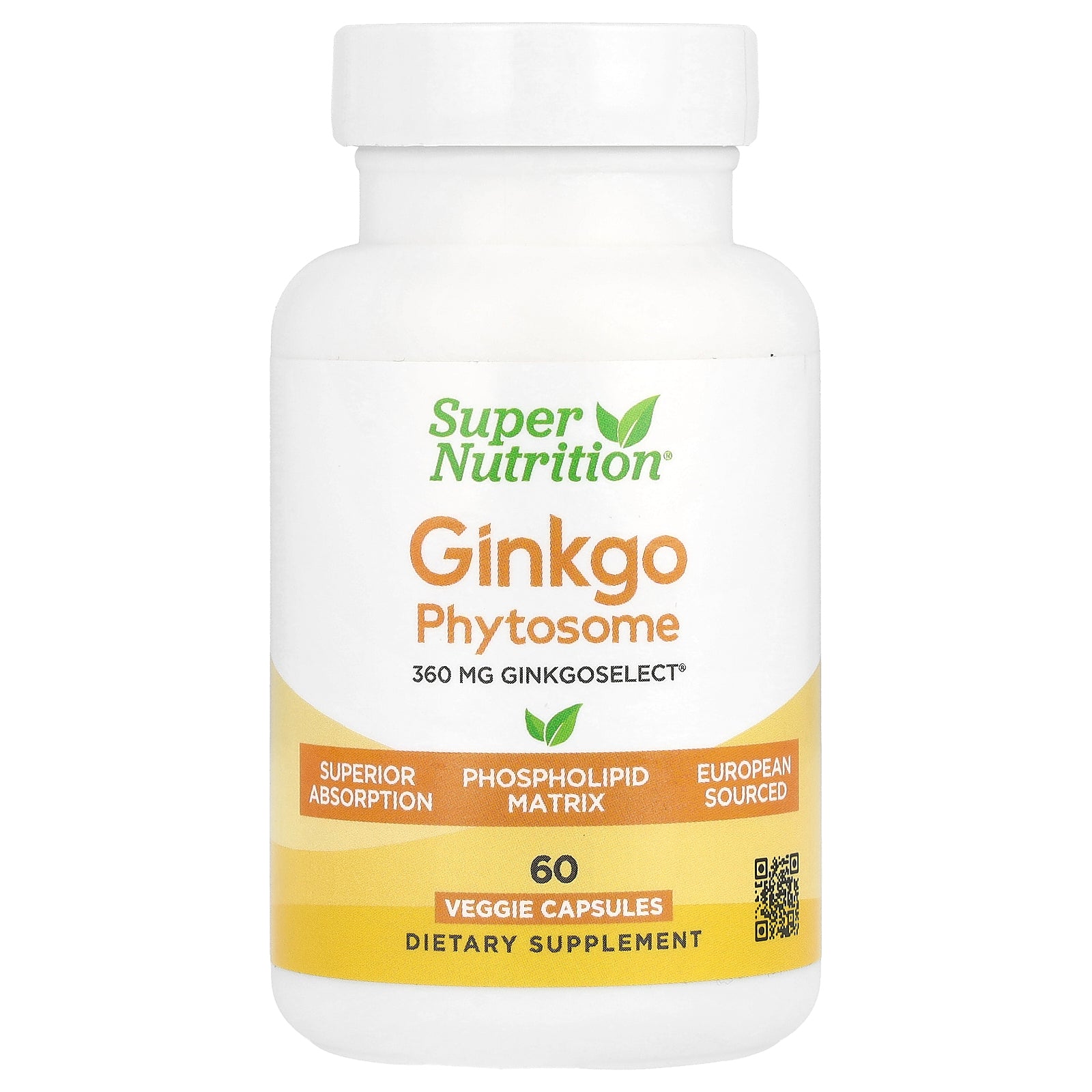 Super Nutrition, Ginkgo Phytosome, 360 mg, 60 Veggie Capsules