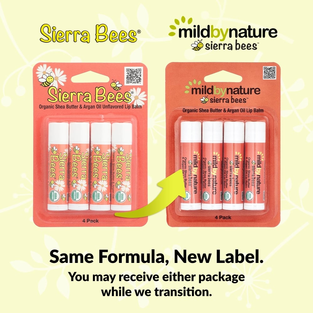 Mild By Nature, Sierra Bees™, Organic Lip Balms, Shea Butter & Argan Oil, 4 Pack, 0.15 oz (4.25 g) Each