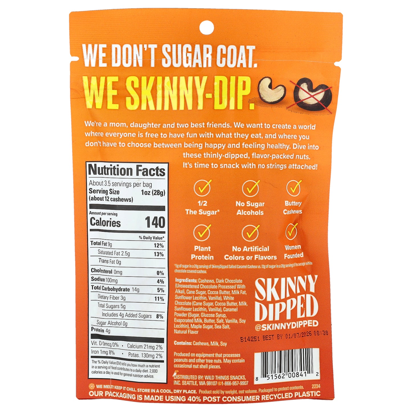 SkinnyDipped, Dark Chocolate Salted Caramel Cashews, 3.5 oz (99g)