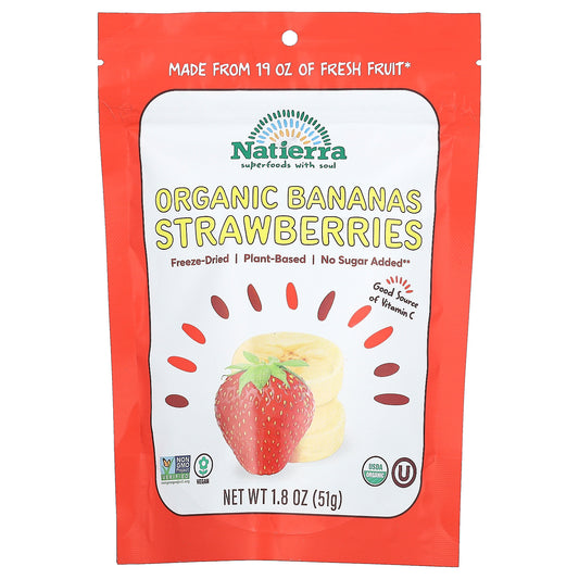 Natierra, Organic Freeze-Dried Bananas and Strawberries, 1.8 oz (51 g)