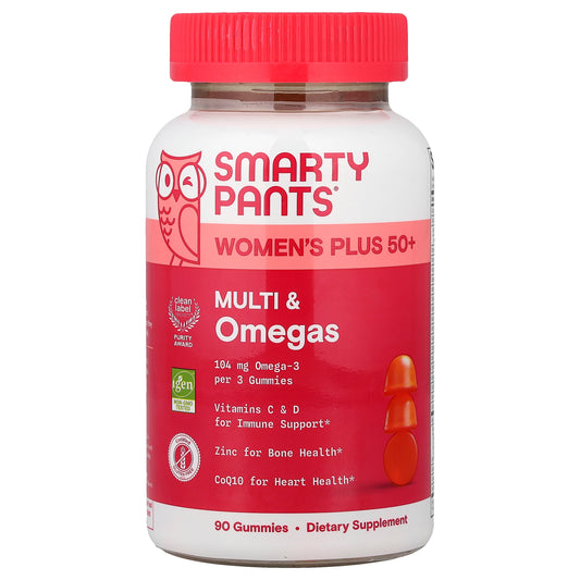 SmartyPants, Women's Plus 50+, Multi & Omegas Gummies, Orange and Mango Orange, 90 Gummies