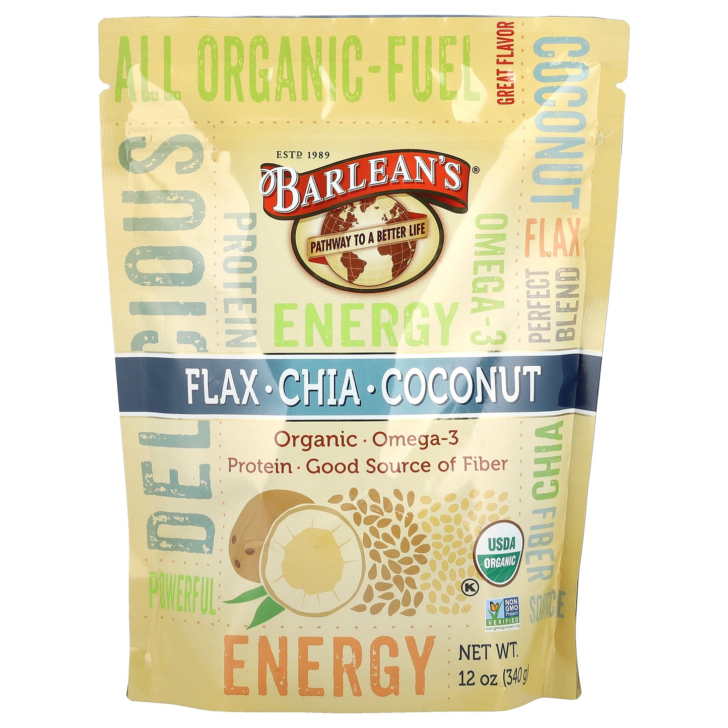 Barlean's, Flax-Chia-Coconut Blend, 12 oz (340 g)