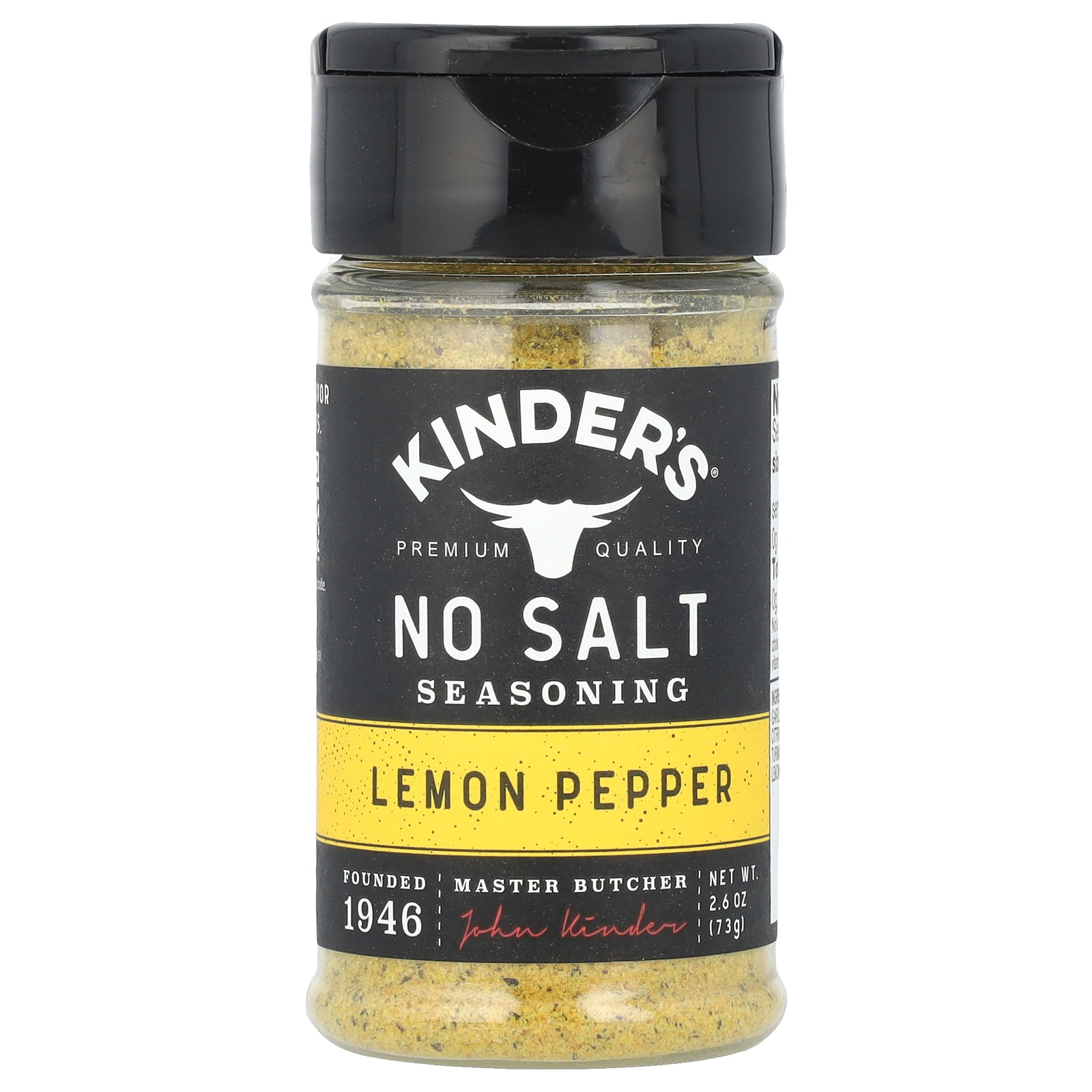 KINDER'S, No Salt Seasoning, Lemon Pepper, 2.6 oz (73 g)