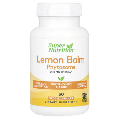Super Nutrition, Lemon Balm Phytosome with Sunflower Lecithin, 200 mg, 60 Veggie Capsules