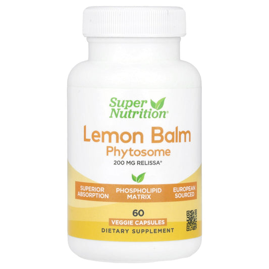 Super Nutrition, Lemon Balm Phytosome with Sunflower Lecithin, 200 mg, 60 Veggie Capsules