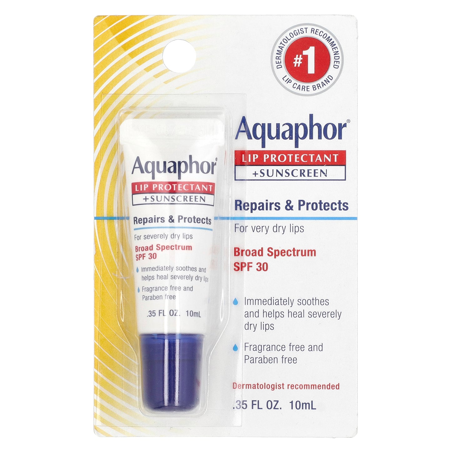 Aquaphor, Lip Protectant + Sunscreen, SPF 30,  0.35 fl oz (10 ml)