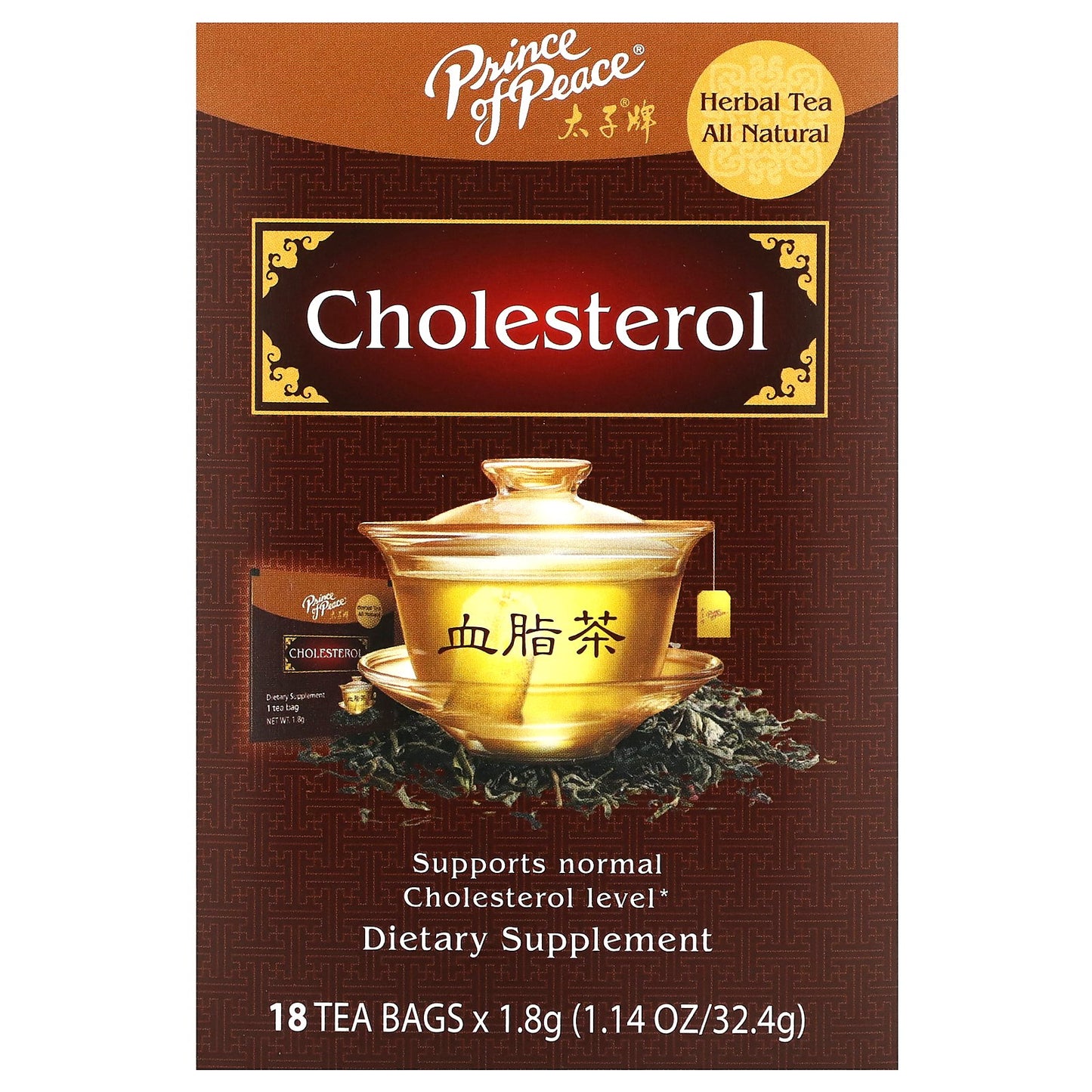 Prince of Peace, Herbal Tea, Cholesterol, 18 Tea Bags, 1.14 oz (32.4 g)