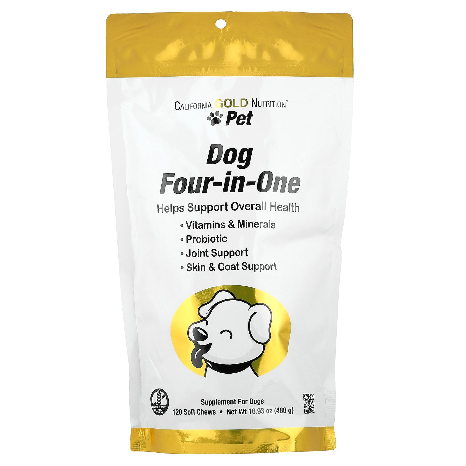 California Gold Nutrition, Pet, Dog Four-in-One, 120 Soft Chews, 16.93 oz (480 g)
