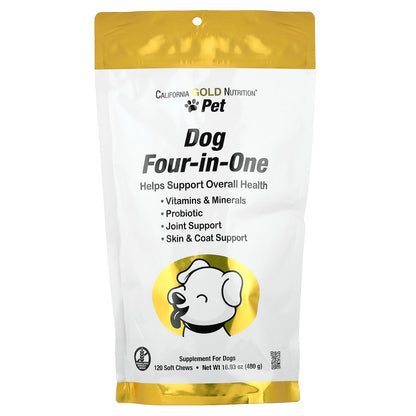 California Gold Nutrition, Pet, Dog Four-in-One, 120 Soft Chews, 16.93 oz (480 g)