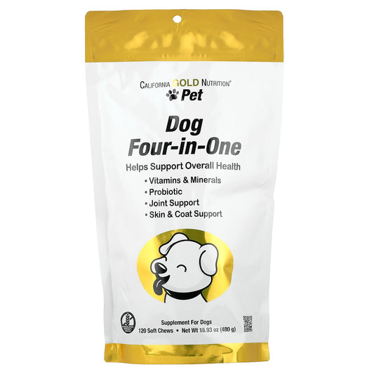 California Gold Nutrition, Pet, Dog Four-in-One, 120 Soft Chews, 16.93 oz (480 g)