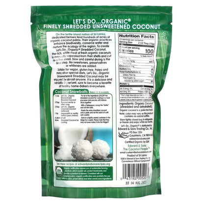 Edward & Sons, Let's Do Organic, 100% Organic Unsweetened Shredded Coconut, 8 oz (227 g)