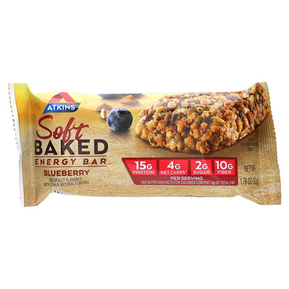 Atkins, Soft Baked Energy Bar, Blueberry, 5 Bars, 1.76 oz (50 g) Each