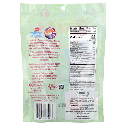 Zollipops, The Clean Teeth Pops, Tropical Fruit, Approx. 23-25 Pops, 5.2 oz