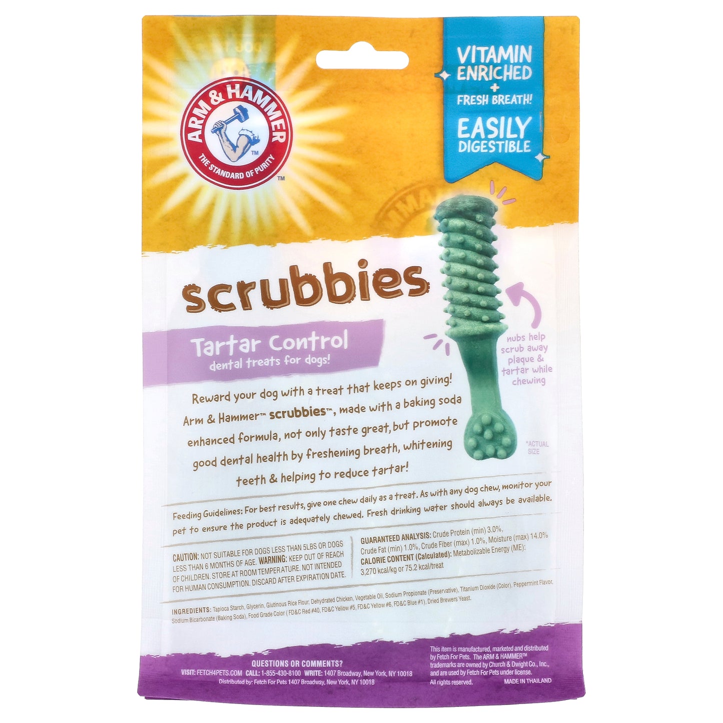 Arm & Hammer, Scrubbies, Tartar Control Dental Treats For Dogs, Medium, Mint, 8 Pieces, 6.5 oz (184 g)