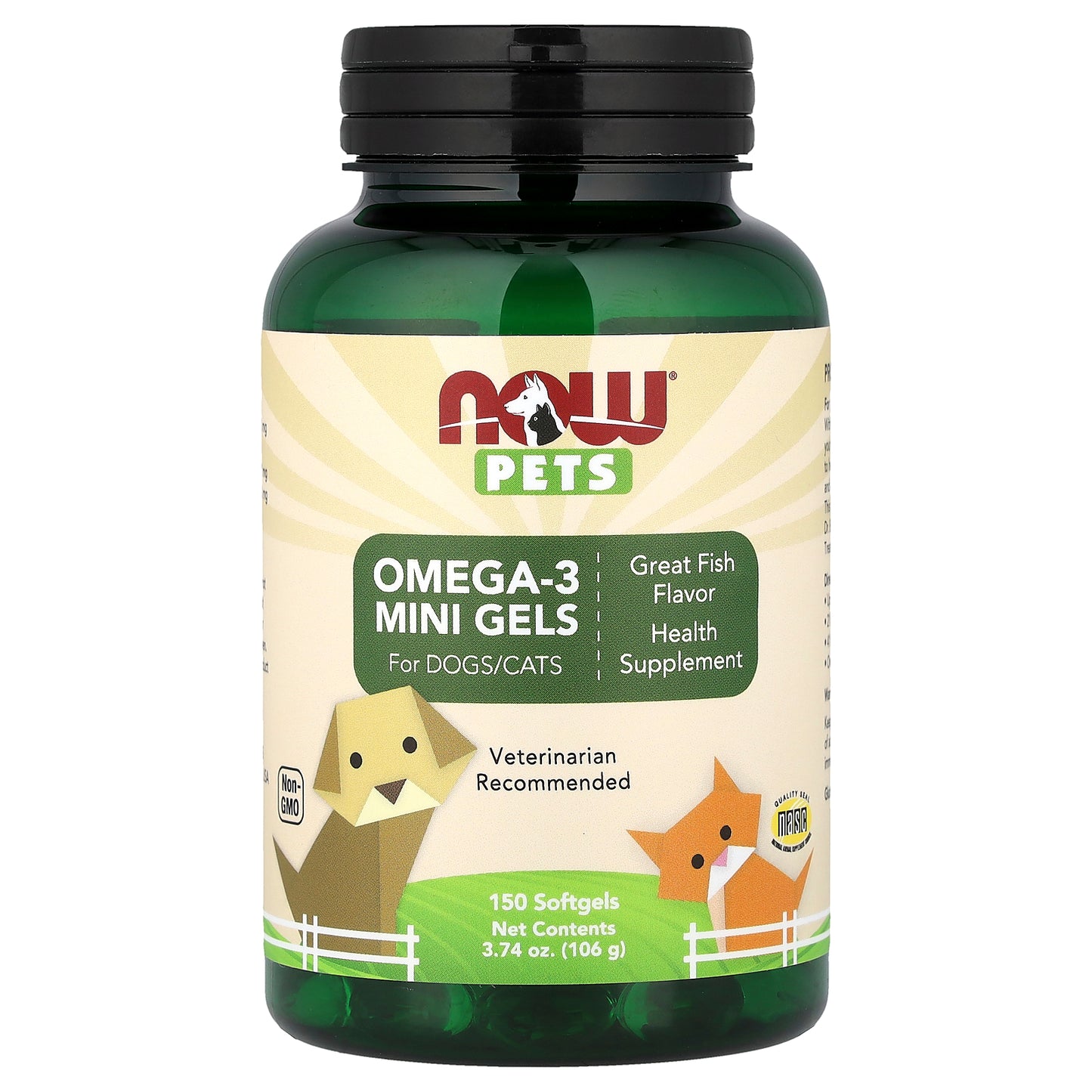 NOW Foods, Pets, Omega-3 Mini Gels, For Dogs/Cats, Fish, 150 Softgels, 3.74 oz (106 g)