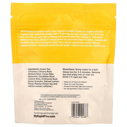 RAPIDFIRE, Slim Tea, Lemon, 14 Pyramid Tea Sachets, 0.87 oz (24.64 g)