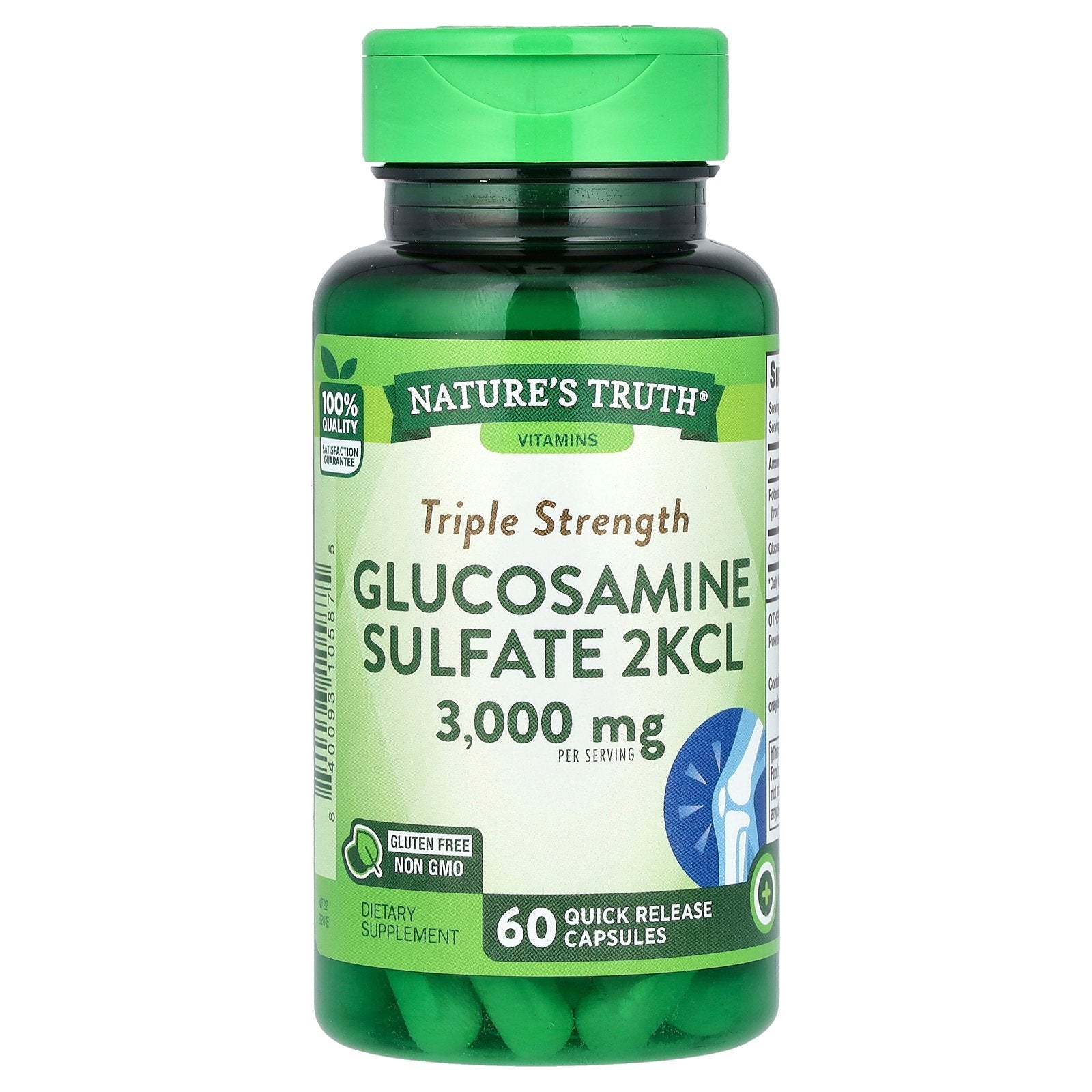 Nature's Truth, Triple Strength Glucosamine Sulfate 2KCL, 60 Quick Release Capsules (1,000 mg per Capsule)