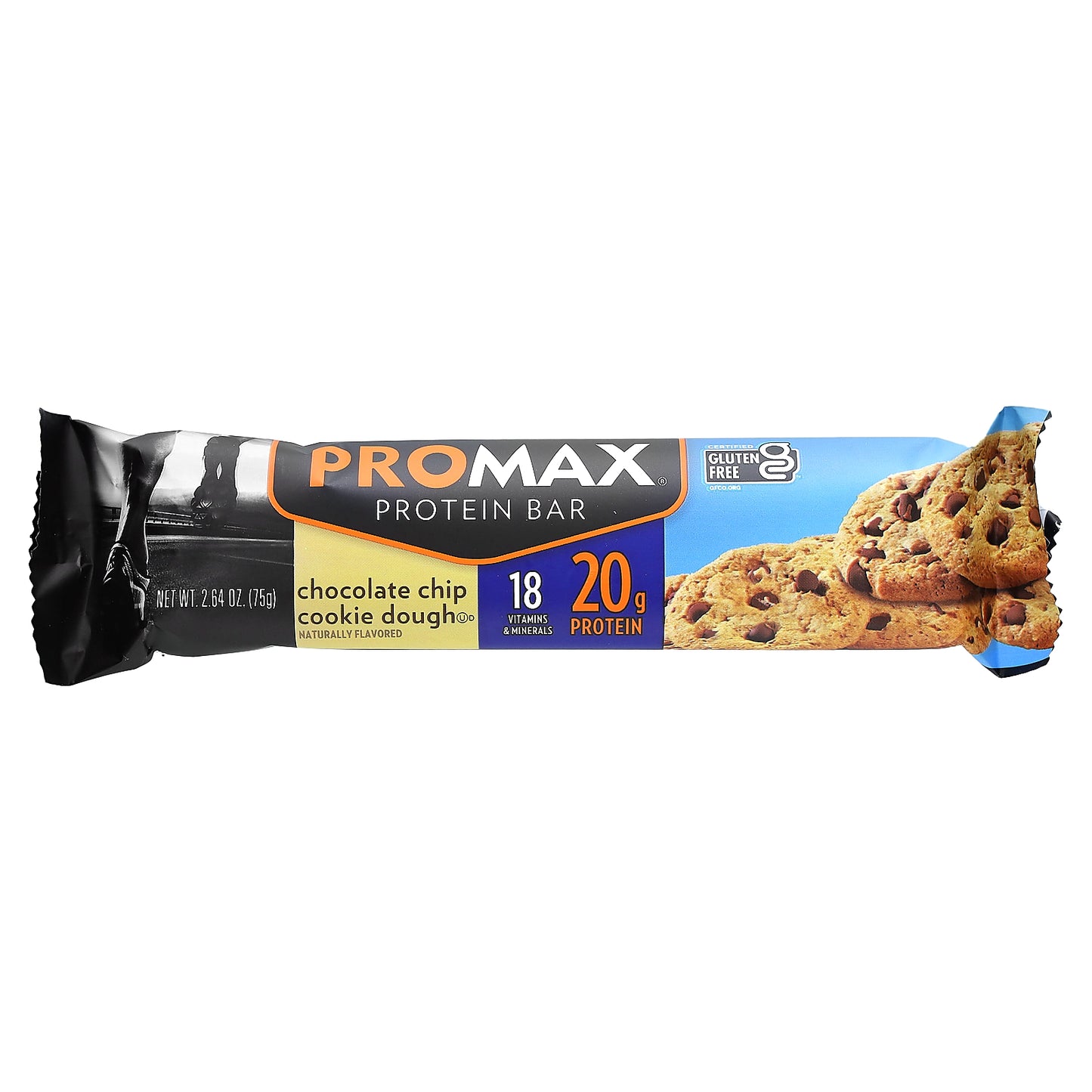 NuGo Nutrition, ProMax Protein Bar, Chocolate Chip Cookie Dough, 12 Bars, 2.64 oz (75 g) Each