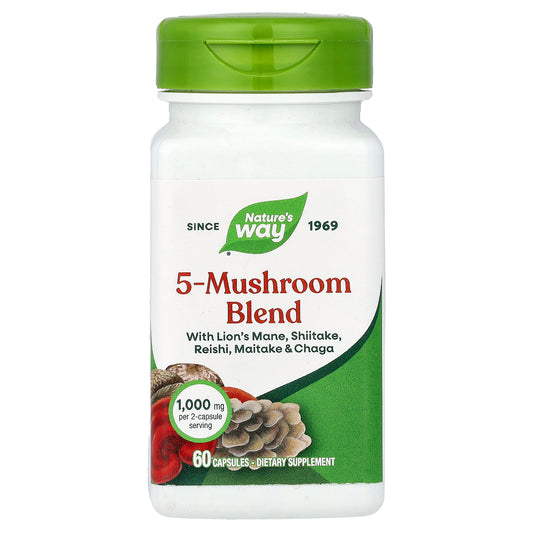 Nature's Way, 5-Mushroom Blend, 60 Capsules