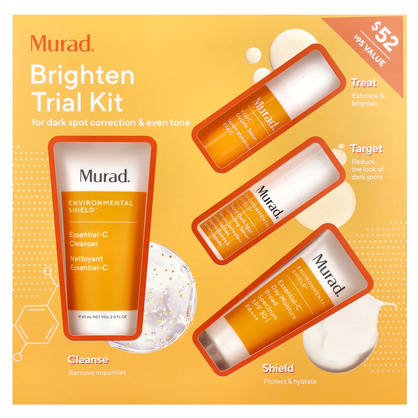 Murad, Environmental Shield, Brighten Trial Kit, 4 Piece Kit