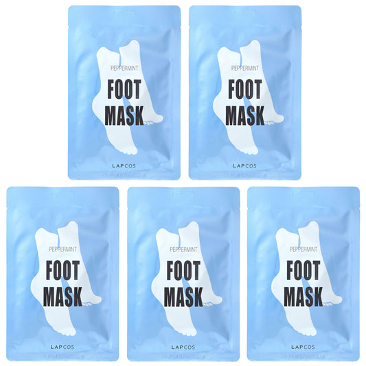 Lapcos, Foot Mask, Peppermint, 5 Pairs, 0.6 fl oz (18 ml) Each