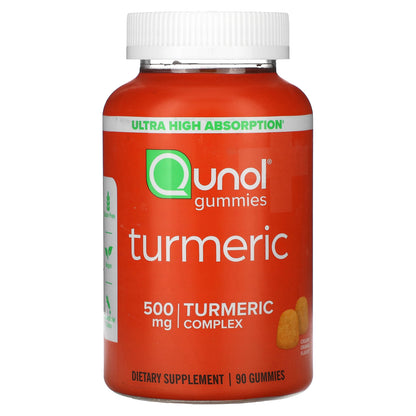 Qunol, Turmeric Gummies, Creamy Orange, 500 mg, 90 Gummies (250 mg per Gummy)