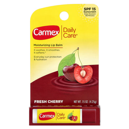 Carmex, Daily Care®, Moisturizing Lip Balm, SPF 15, Fresh Cherry, 0.15 oz (4.25 g)