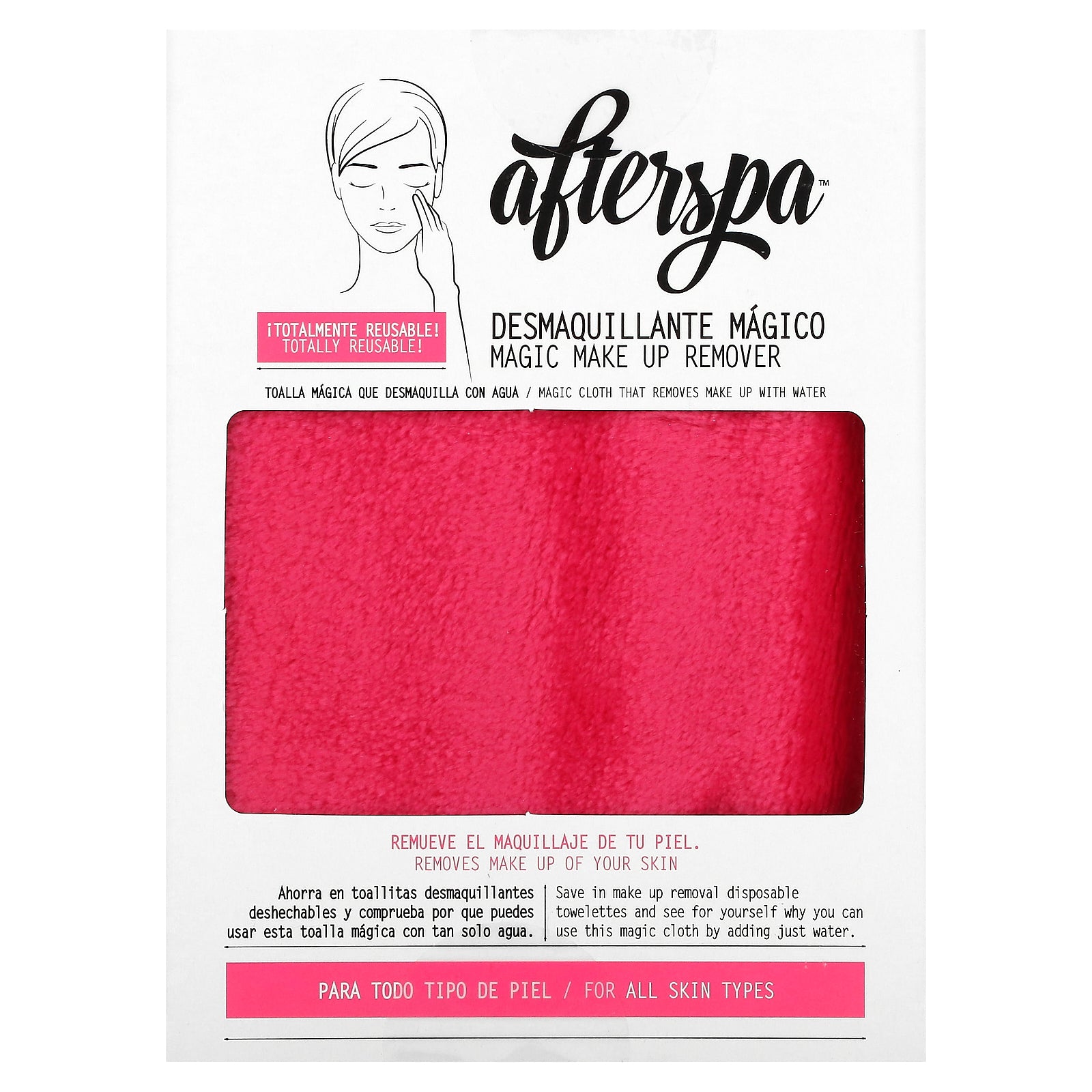 AfterSpa, Magic Make Up Remover Reusable Cloth, Pink, 1 Cloth