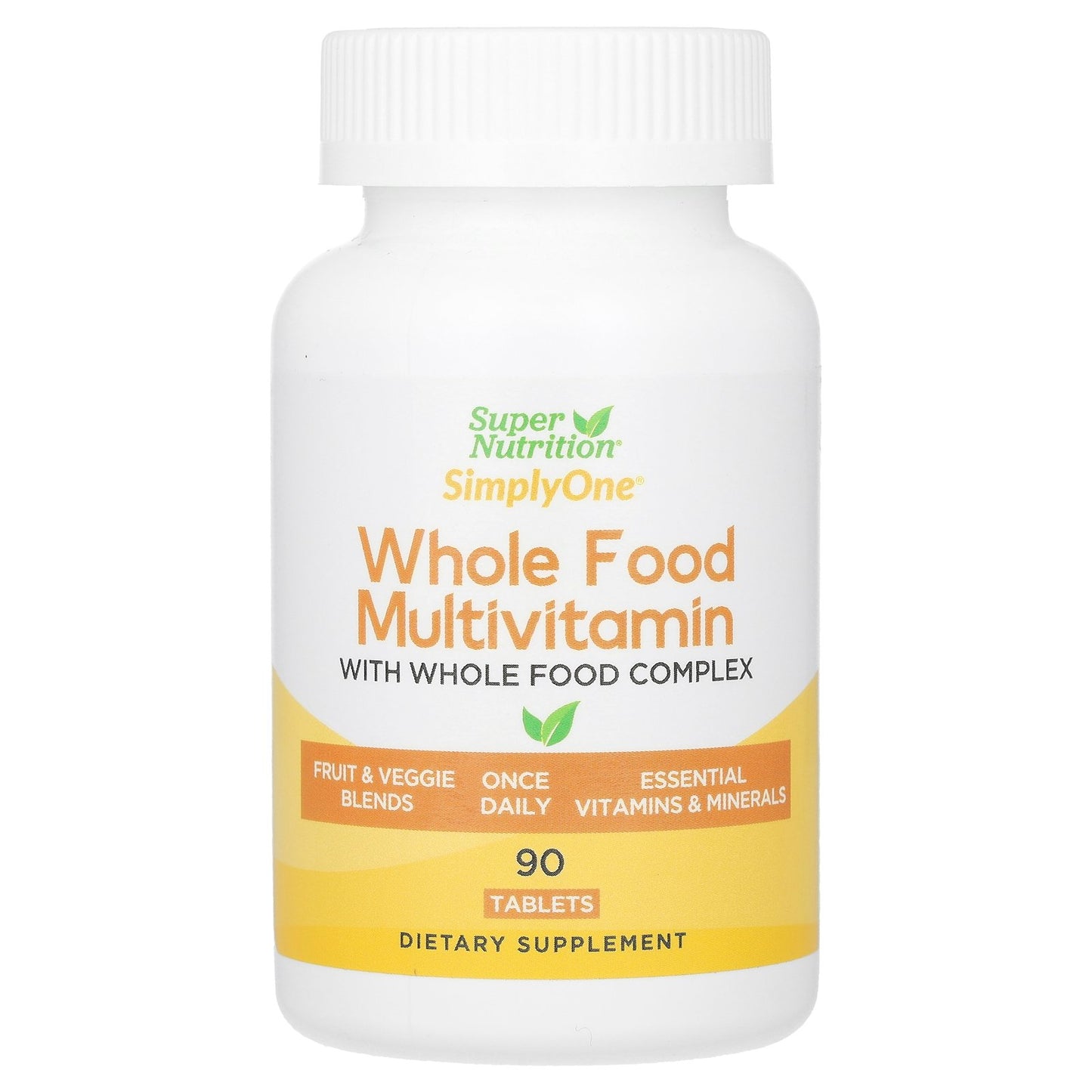 Super Nutrition, SimplyOne®, Whole Food Multivitamin with Vitamin A, C, Minerals, and Enzymes, 90 Tablets