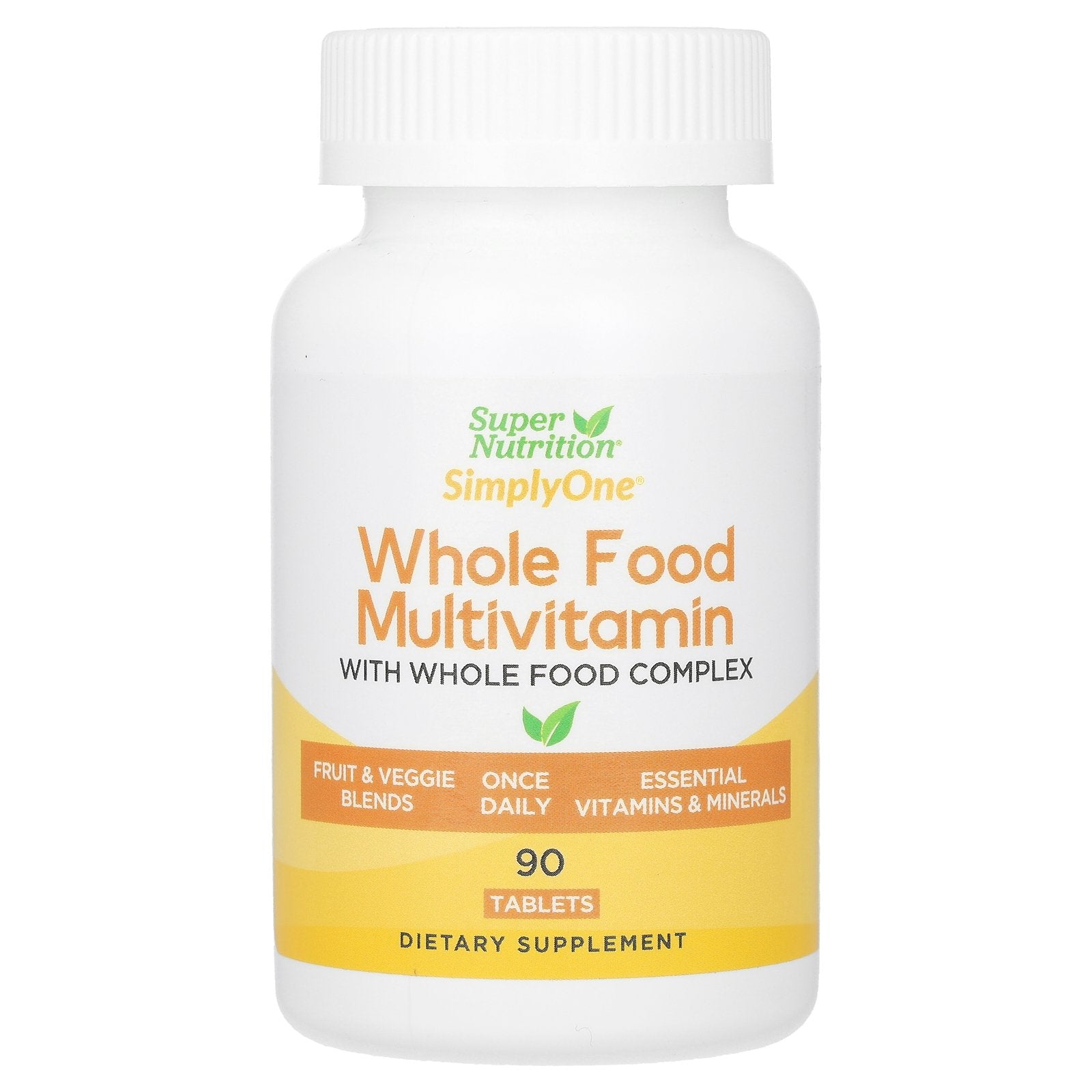 Super Nutrition, SimplyOne®, Whole Food Multivitamin with Vitamin A, C, Minerals, and Enzymes, 90 Tablets