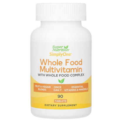 Super Nutrition, SimplyOne®, Whole Food Multivitamin with Vitamin A, C, Minerals, and Enzymes, 90 Tablets