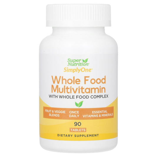 Super Nutrition, SimplyOne®, Whole Food Multivitamin with Vitamin A, C, Minerals, and Enzymes, 90 Tablets