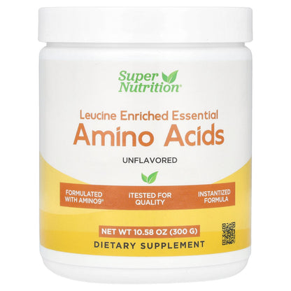 Super Nutrition, Leucine Enriched Essential Amino Acids with  L-Leucine, L-Lysine, L-Threonine, and L-Isoleucine, Unflavored, 10.58 oz (300 g)