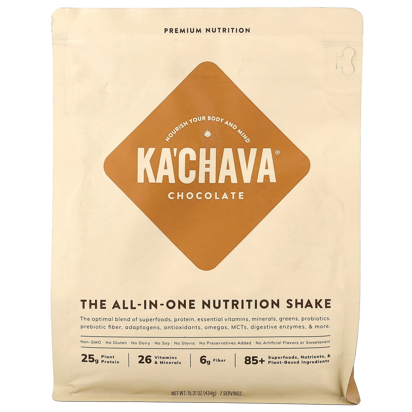 KaChava, The All-In-One Nutrition Shake, Chocolate, 15.31 oz (434 g)