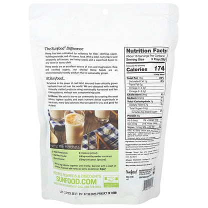 Sunfood, Superfoods, Raw Organic Hemp Seeds, 1 lb (454 g)