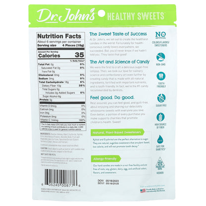 Dr. John's Healthy Sweets, Assorted Hard Candy, + Fiber & Vitamin C, Watermelon, Green Apple, & Strawberry, 3.85 oz (109 g)