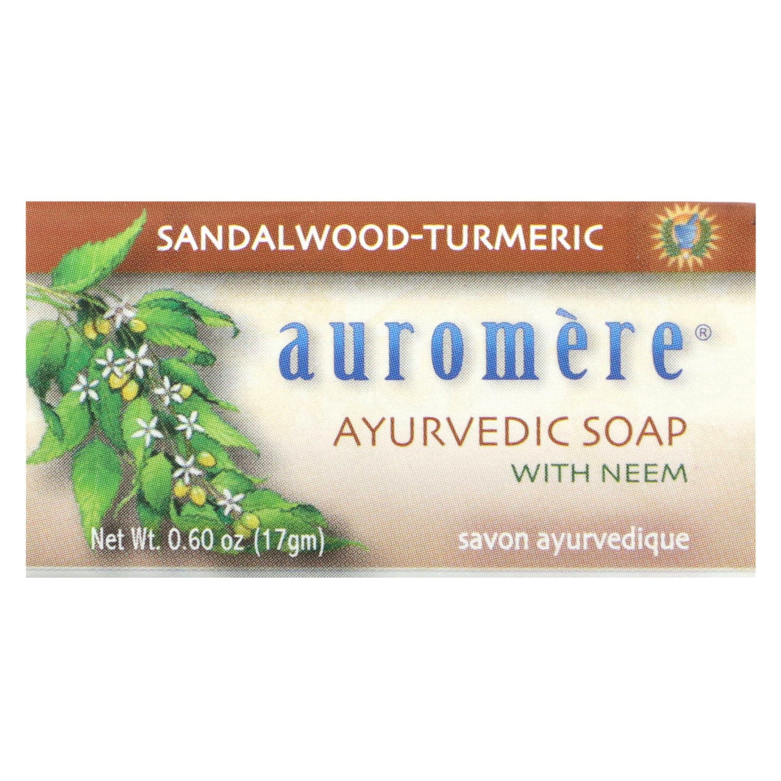 Auromere, Ayurvedic Bar Soap with Neem, Sandalwood-Turmeric, 0.6 oz (17 g)