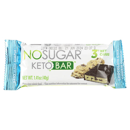 No Sugar Company, Keto Bar, Chocolate Chip Cookie Dough, 12 Bars, 1.41 oz (40 g) Each