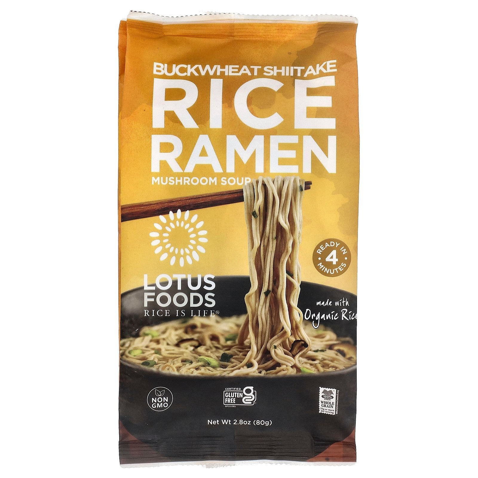 Lotus Foods, Buckwheat Shiitake Rice Ramen, Mushroom Soup, 2.8 oz (80 g)
